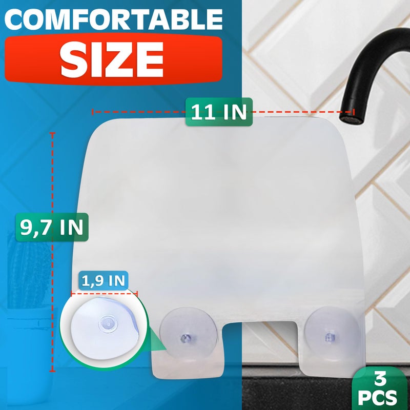 VIKROM 3 Pcs Sink Splash Guard Suction Cup - 9.7x11" Splash Guard Sink Splatter Screen Set, Long-Lasting and Easy to Clean Dishwashing Accessories for Kitchen, Durable, Lightweight, and Easy to Use - Image 2